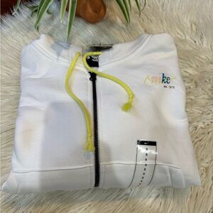 New🌿Nike White Cropped Hoodie with Yellow Full-Zip Hoodie